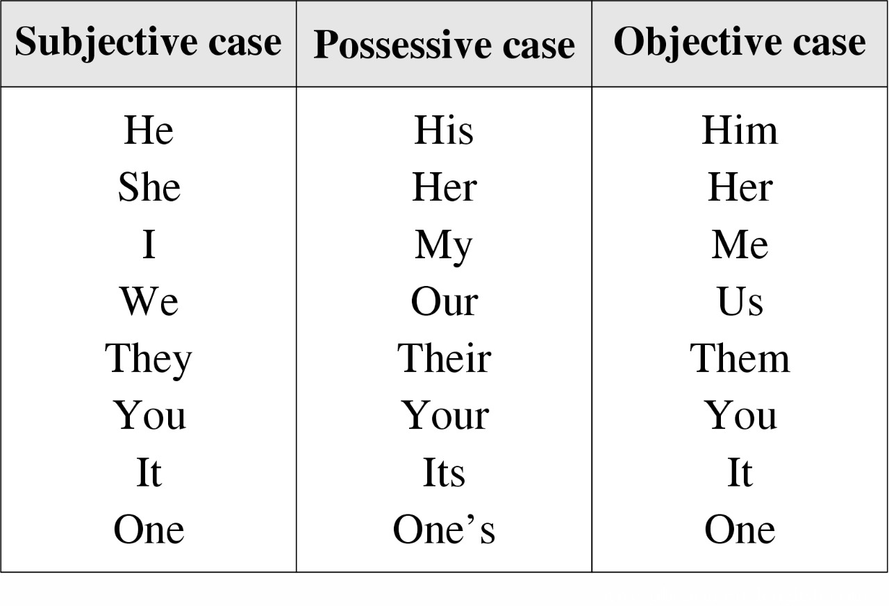 cases of pronoun